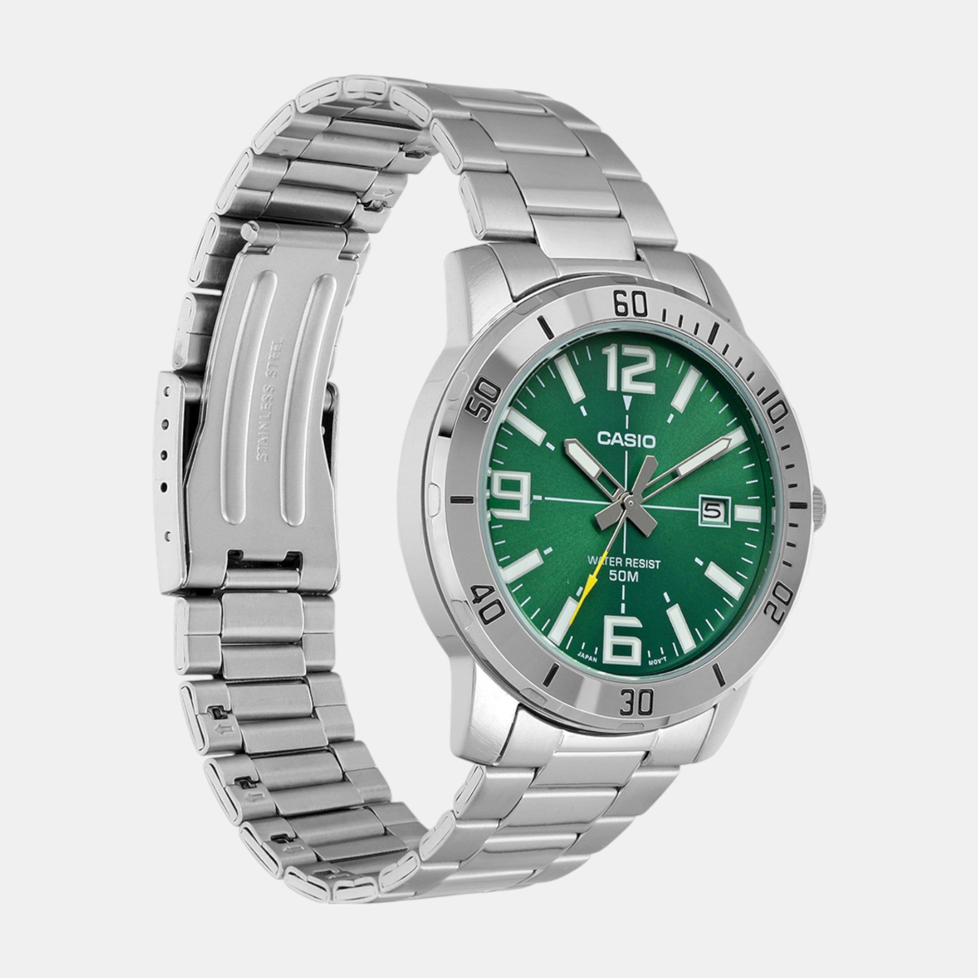 Enticer Men Quartz Green Dial Analog Stainless Steel Watch A2335