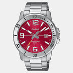 Enticer Men Quartz Red Dial Analog Stainless Steel Watch A2338