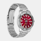 Enticer Men Quartz Red Dial Analog Stainless Steel Watch A2338