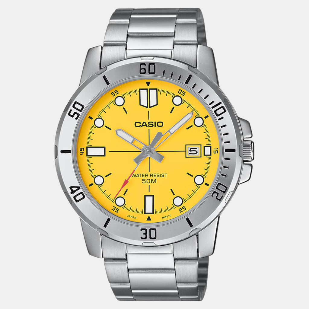 Enticer Men Quartz Yellow Dial Analog Stainless Steel Watch A2340