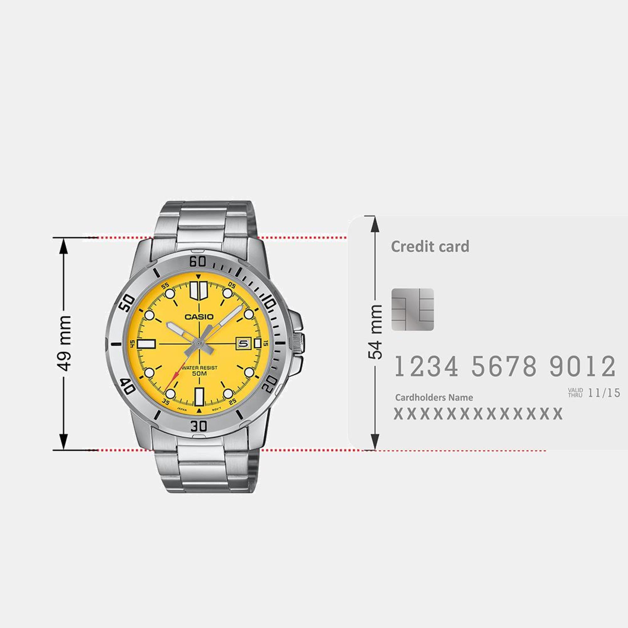 Enticer Men Quartz Yellow Dial Analog Stainless Steel Watch A2340