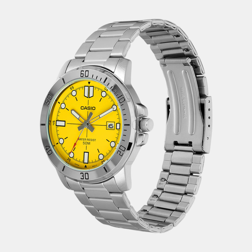 Enticer Men Quartz Yellow Dial Analog Stainless Steel Watch A2340