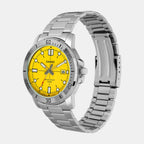 Enticer Men Quartz Yellow Dial Analog Stainless Steel Watch A2340