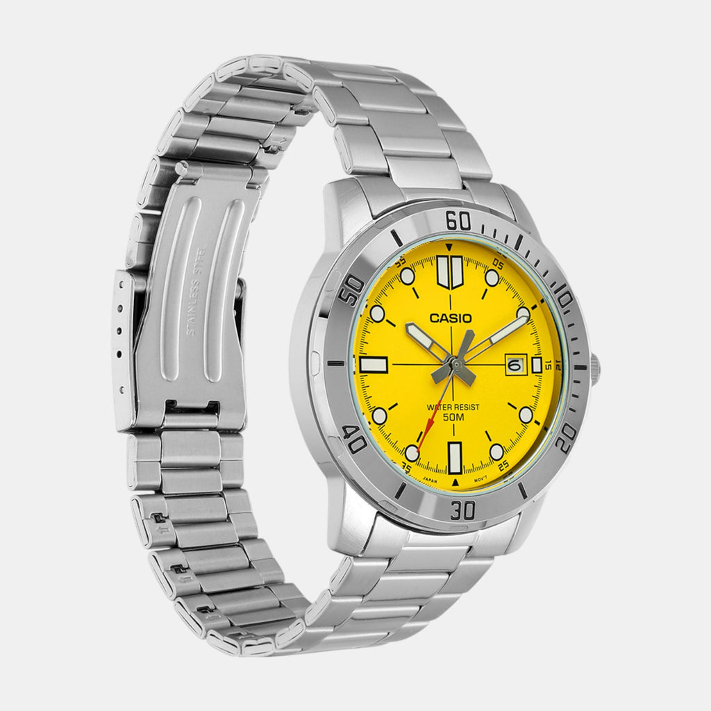 Enticer Men Quartz Yellow Dial Analog Stainless Steel Watch A2340
