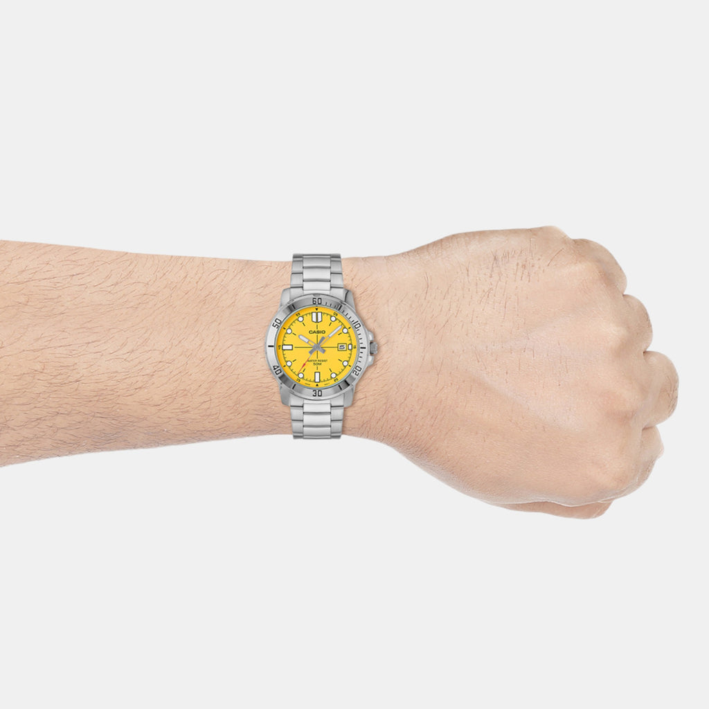 Enticer Men Quartz Yellow Dial Analog Stainless Steel Watch A2340