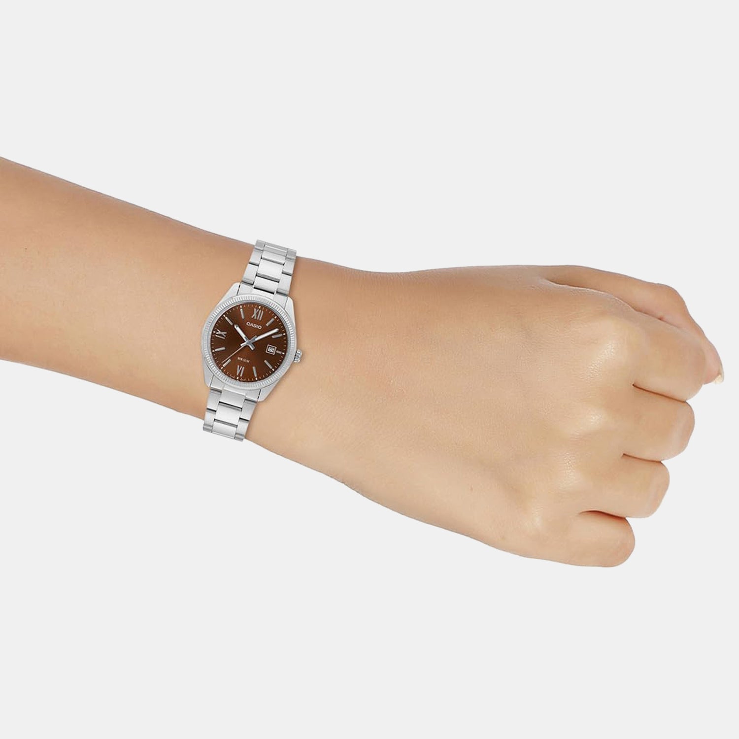 Enticer Men Quartz Brown Dial Analog Stainless Steel Watch A2342