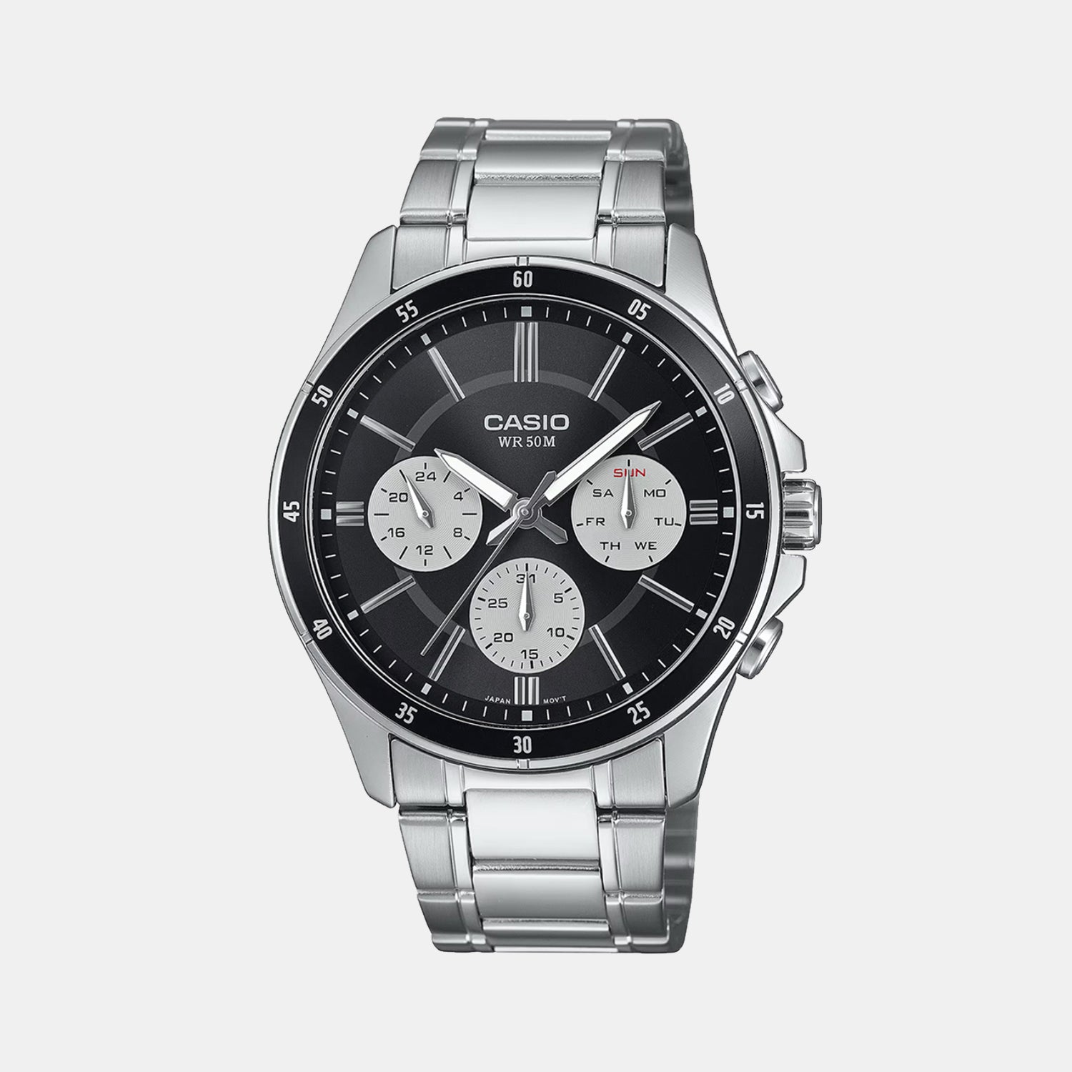 Enticer Men Quartz Black & White Dial Multi-Function Stainless Steel Watch A2345