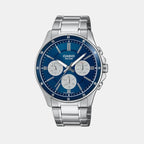 Enticer Men Quartz Blue Dial Multi-Function Stainless Steel Watch A2346