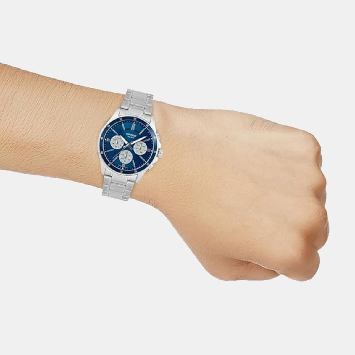 Enticer Men Quartz Blue Dial Multi-Function Stainless Steel Watch A2346