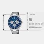 Enticer Men Quartz Blue Dial Multi-Function Stainless Steel Watch A2346