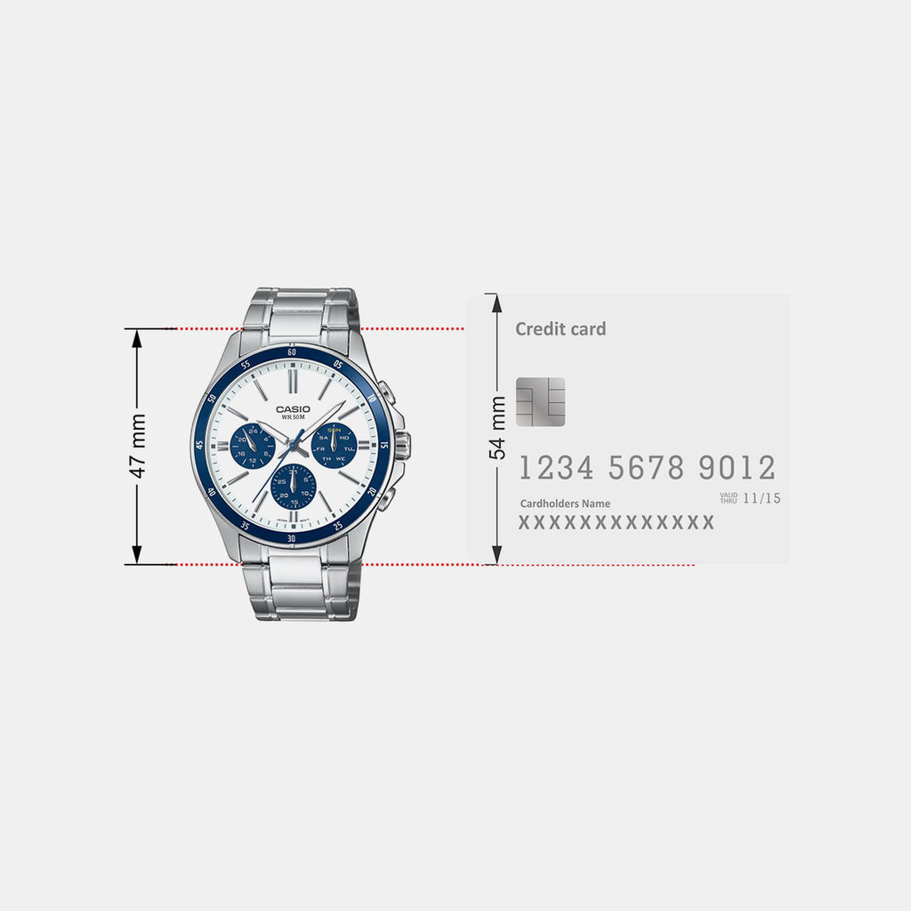 Enticer Men Quartz Blue Dial Multi-Function Stainless Steel Watch A2348