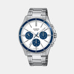 Enticer Men Quartz White & Blue Dial Multi-Function Stainless Steel Watch A2348
