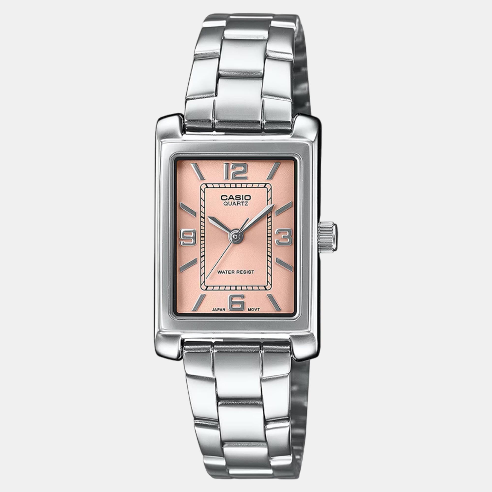 Enticer Women Quartz Peach Dial Analog Stainless Steel Watch A2355