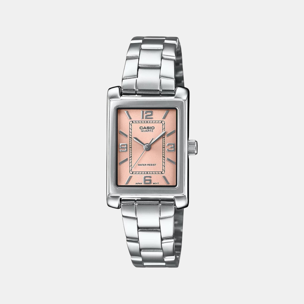 Enticer Women Quartz Peach Dial Analog Stainless Steel Watch A2355