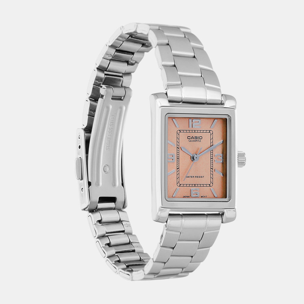 Enticer Women Quartz Peach Dial Analog Stainless Steel Watch A2355