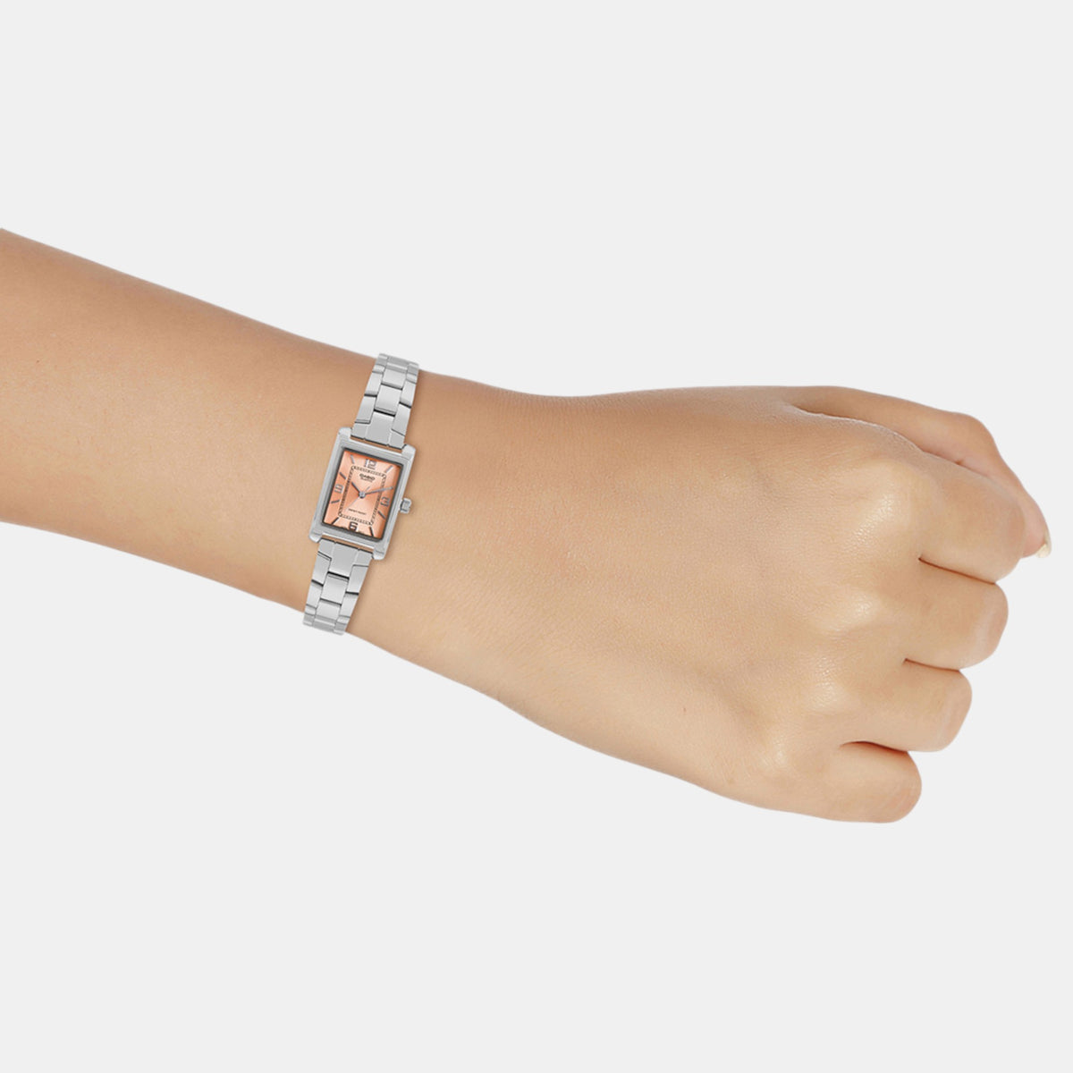 Enticer Women Quartz Peach Dial Analog Stainless Steel Watch A2355