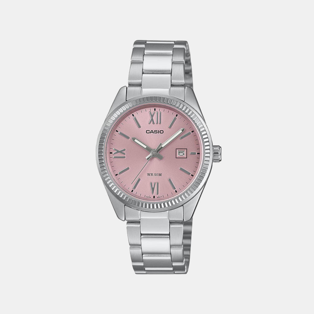 Enticer Women Quartz Pink Dial Analog Stainless Steel Watch A2360