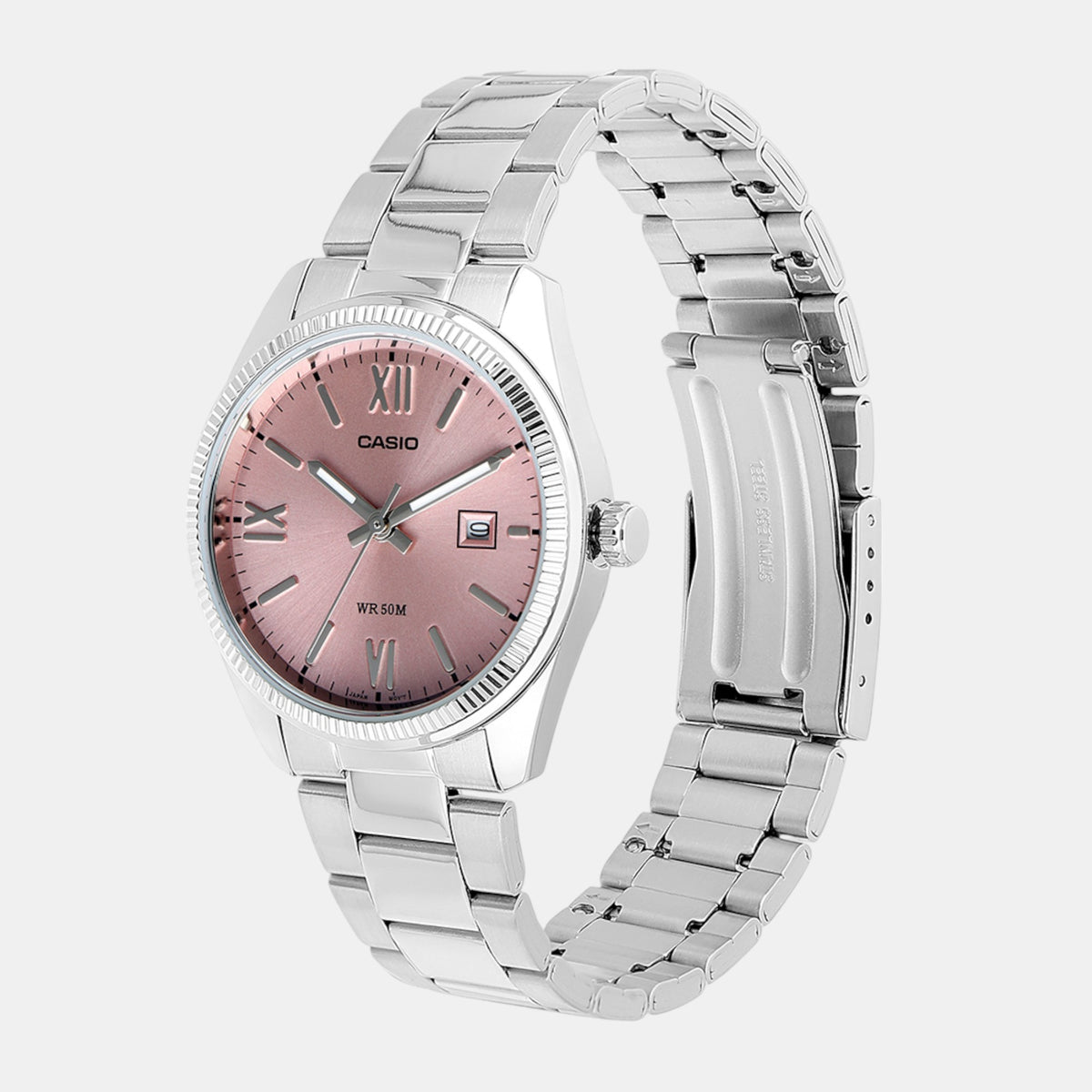 Enticer Women Quartz Pink Dial Analog Stainless Steel Watch A2360