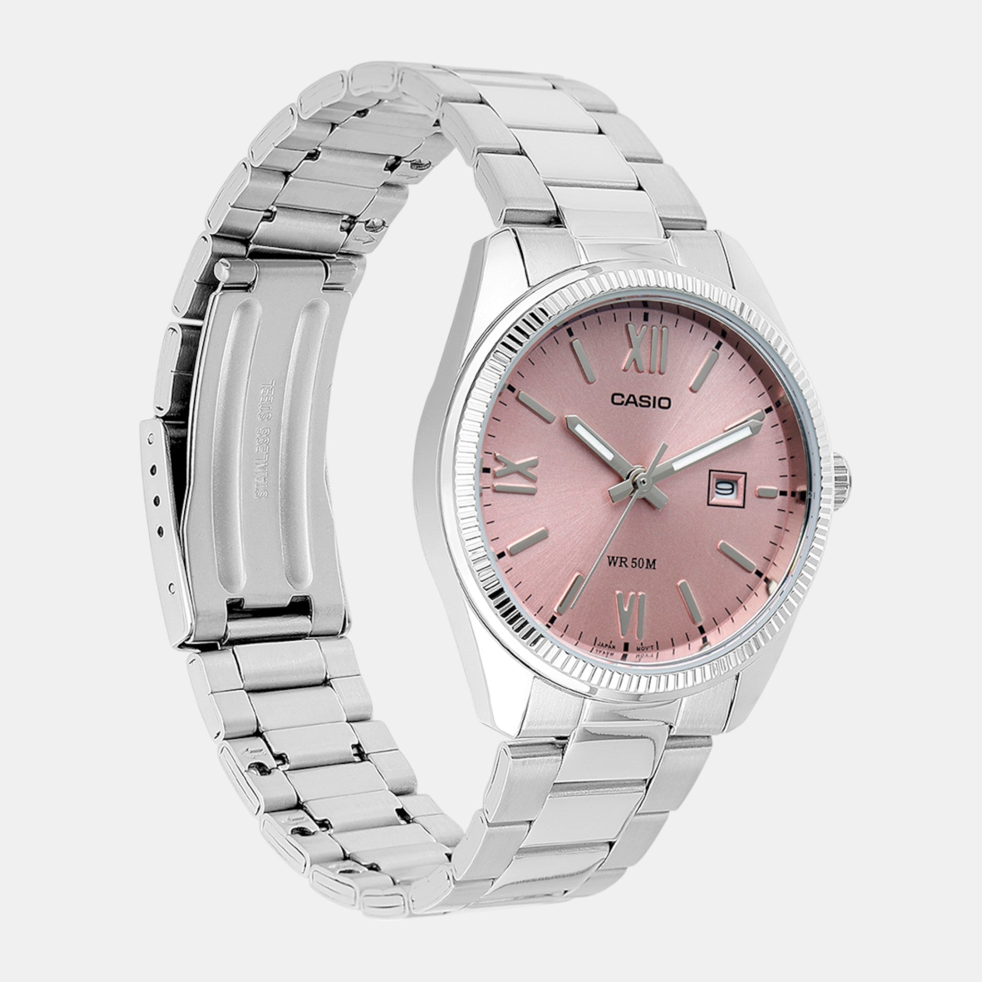 Enticer Women Quartz Pink Dial Analog Stainless Steel Watch A2360