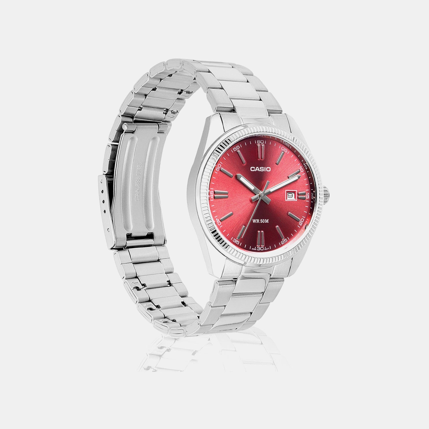 Enticer Men Quartz Red Dial Analog Stainless Steel Watch A2367