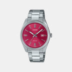 Enticer Men Quartz Red Dial Analog Stainless Steel Watch A2367