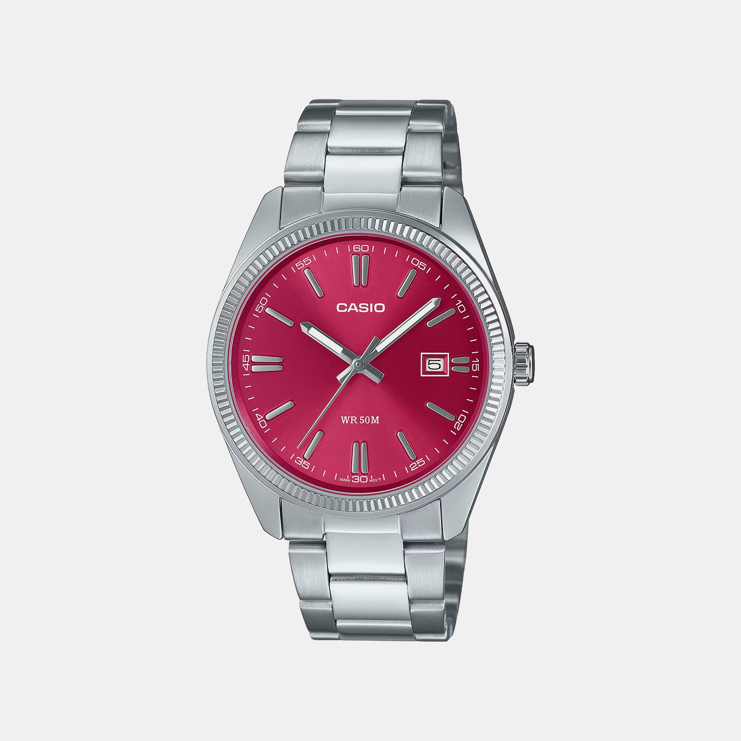 Enticer Men Quartz Red Dial Analog Stainless Steel Watch A2367