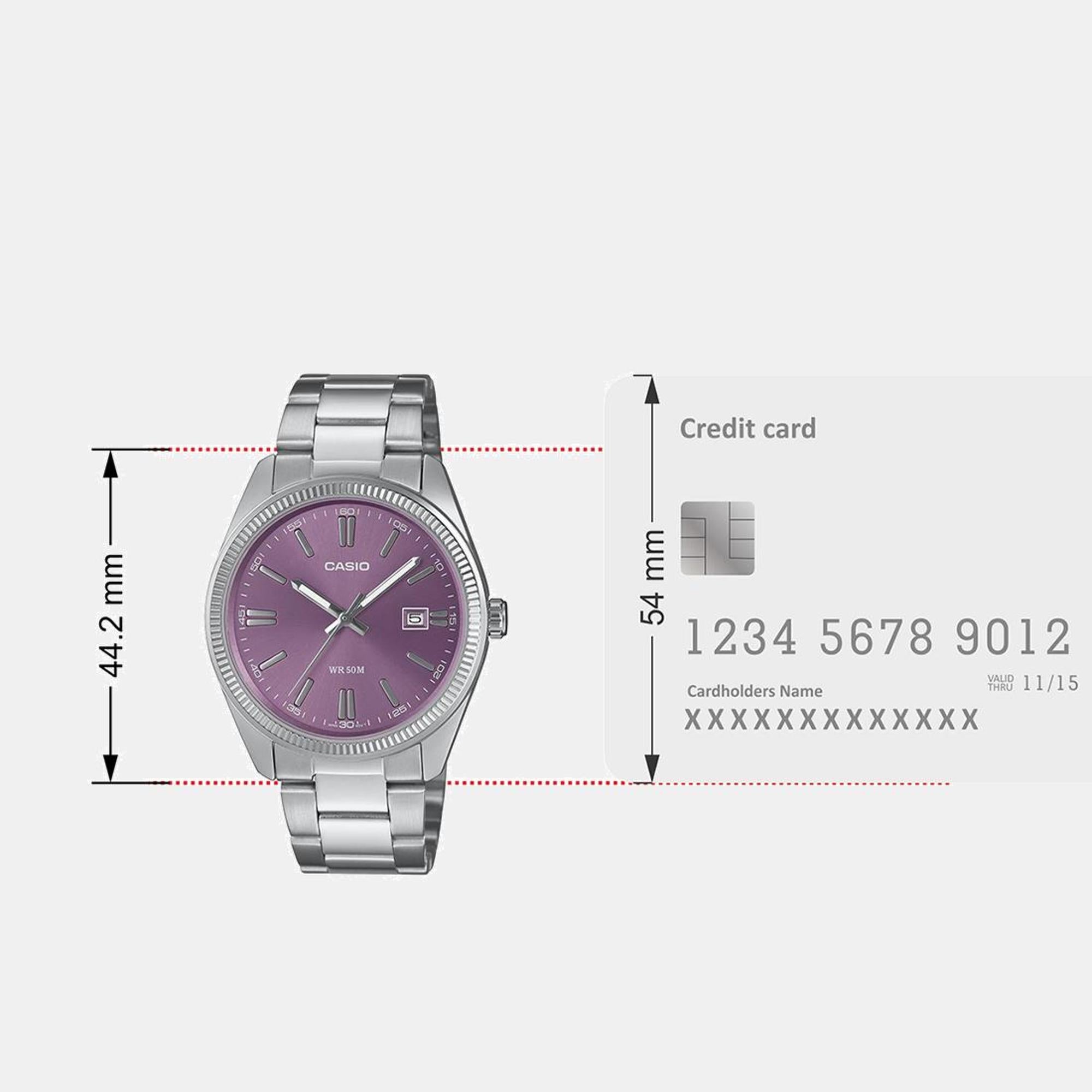 Enticer Men Quartz Purple Dial Analog Stainless Steel Watch A2368