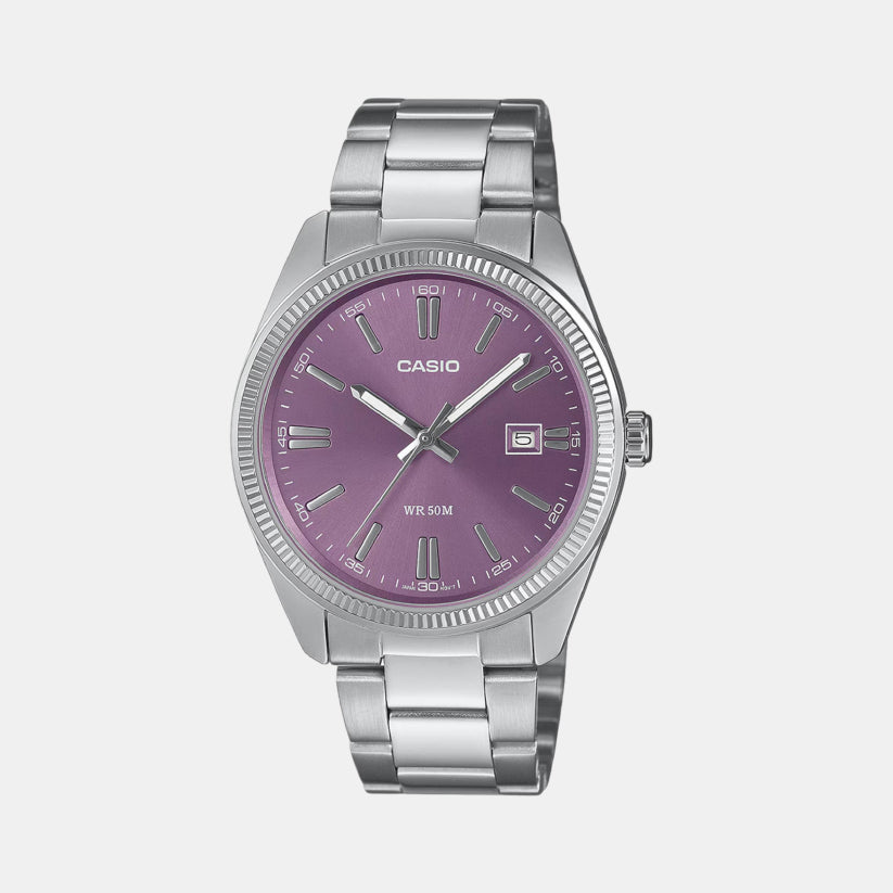 Enticer Men Quartz Purple Dial Analog Stainless Steel Watch A2368