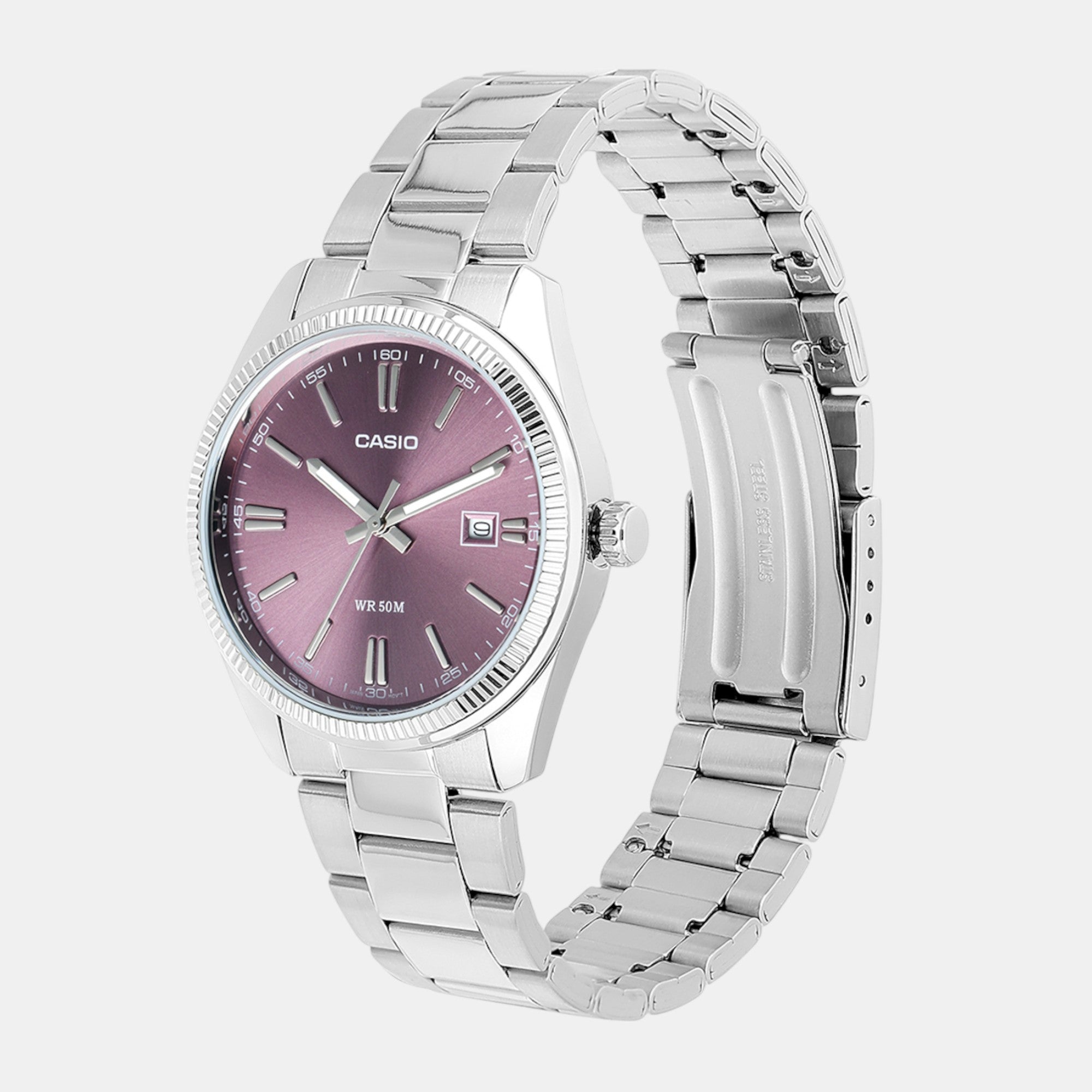 Enticer Men Quartz Purple Dial Analog Stainless Steel Watch A2368