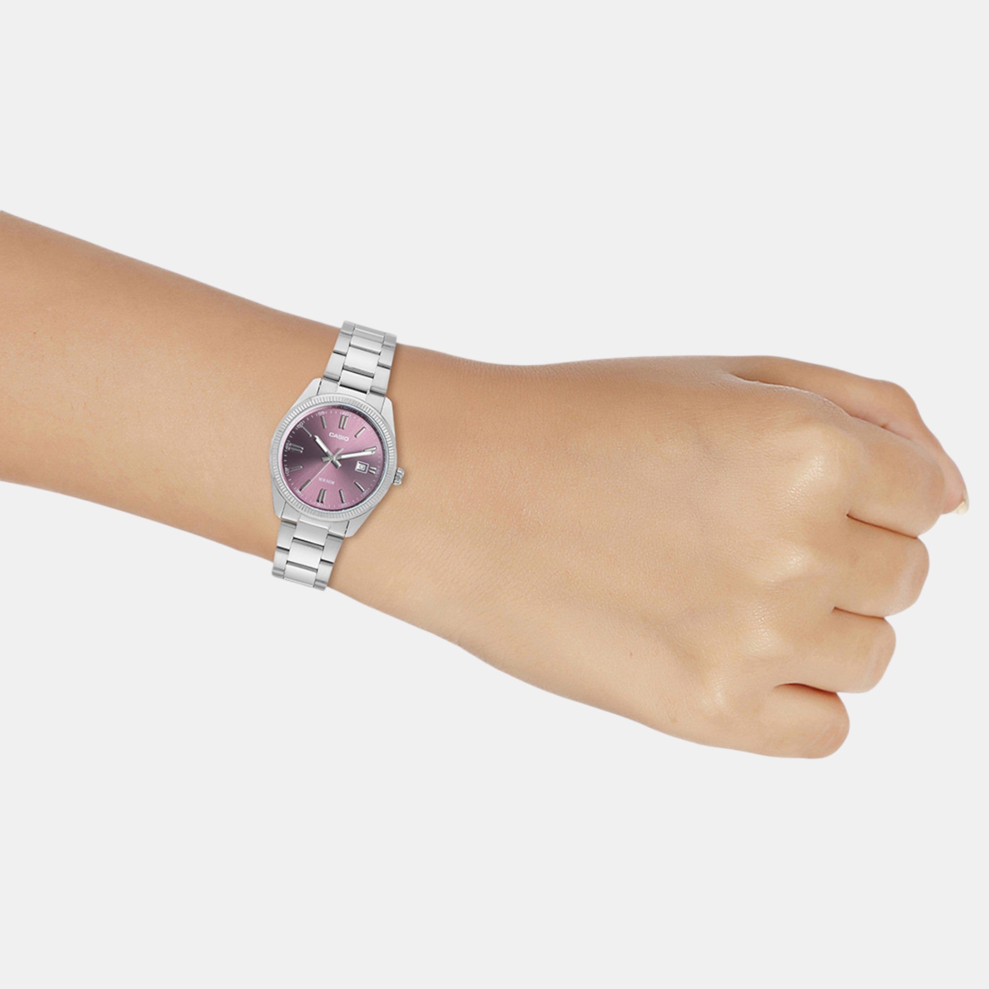 Enticer Men Quartz Purple Dial Analog Stainless Steel Watch A2368