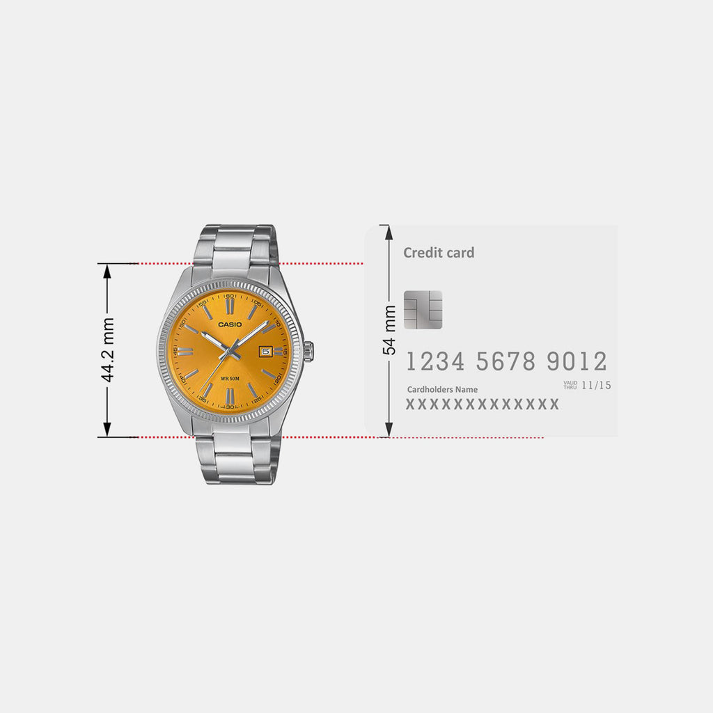 Enticer Men Quartz Yellow Dial Analog Stainless Steel Watch A2369