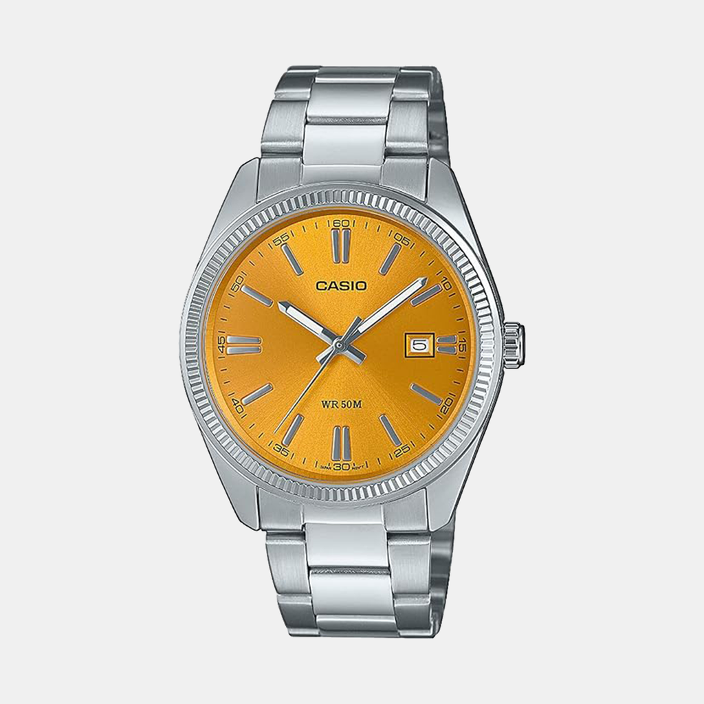 Enticer Men Quartz Yellow Dial Analog Stainless Steel Watch A2369