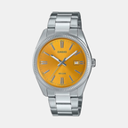 Enticer Men Quartz Yellow Dial Analog Stainless Steel Watch A2369