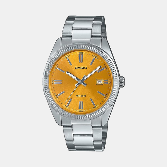 Enticer Men Yellow Dial Analog Stainless Steel Watch MTP-1302PD-9AVEF - A2369