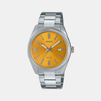 Enticer Men Quartz Yellow Dial Analog Stainless Steel Watch A2369