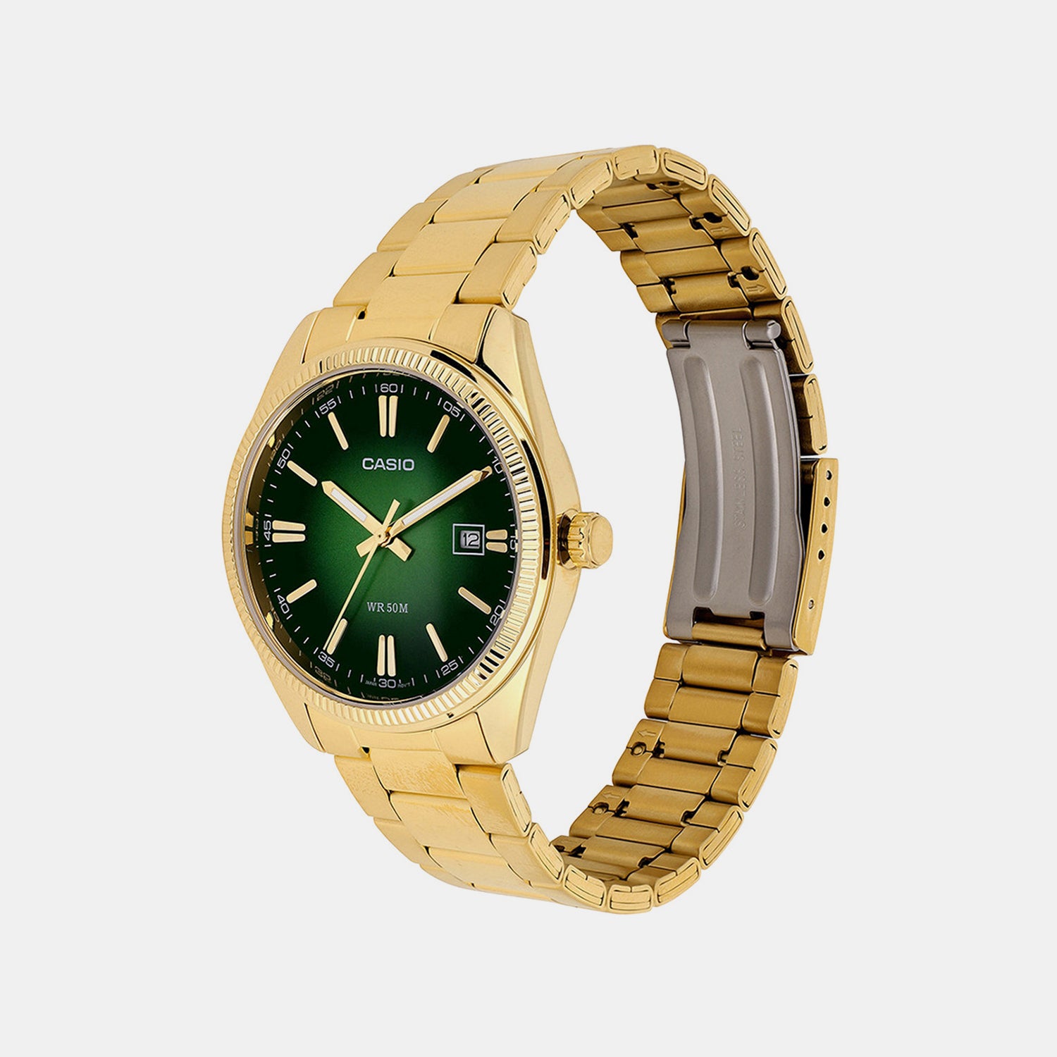 Enticer Men Quartz Green Dial Analog Stainless Steel Watch A2374