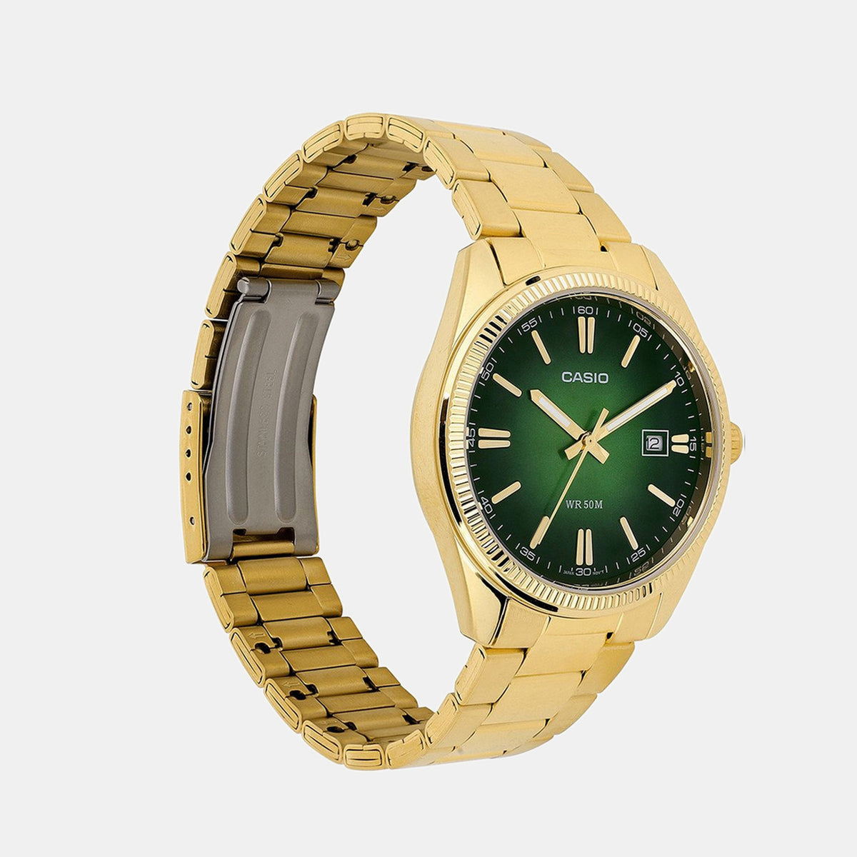 Enticer Men Quartz Green Dial Analog Stainless Steel Watch A2374