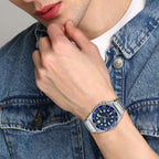 Enticer Men Quartz Blue Dial Analog Stainless Steel Watch A2377