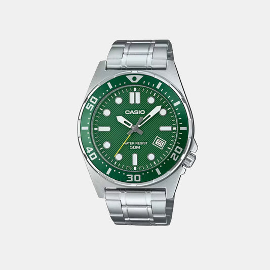 Enticer Men Quartz Green Dial Analog Stainless Steel Watch MTD-135D-3AVDF - A2378