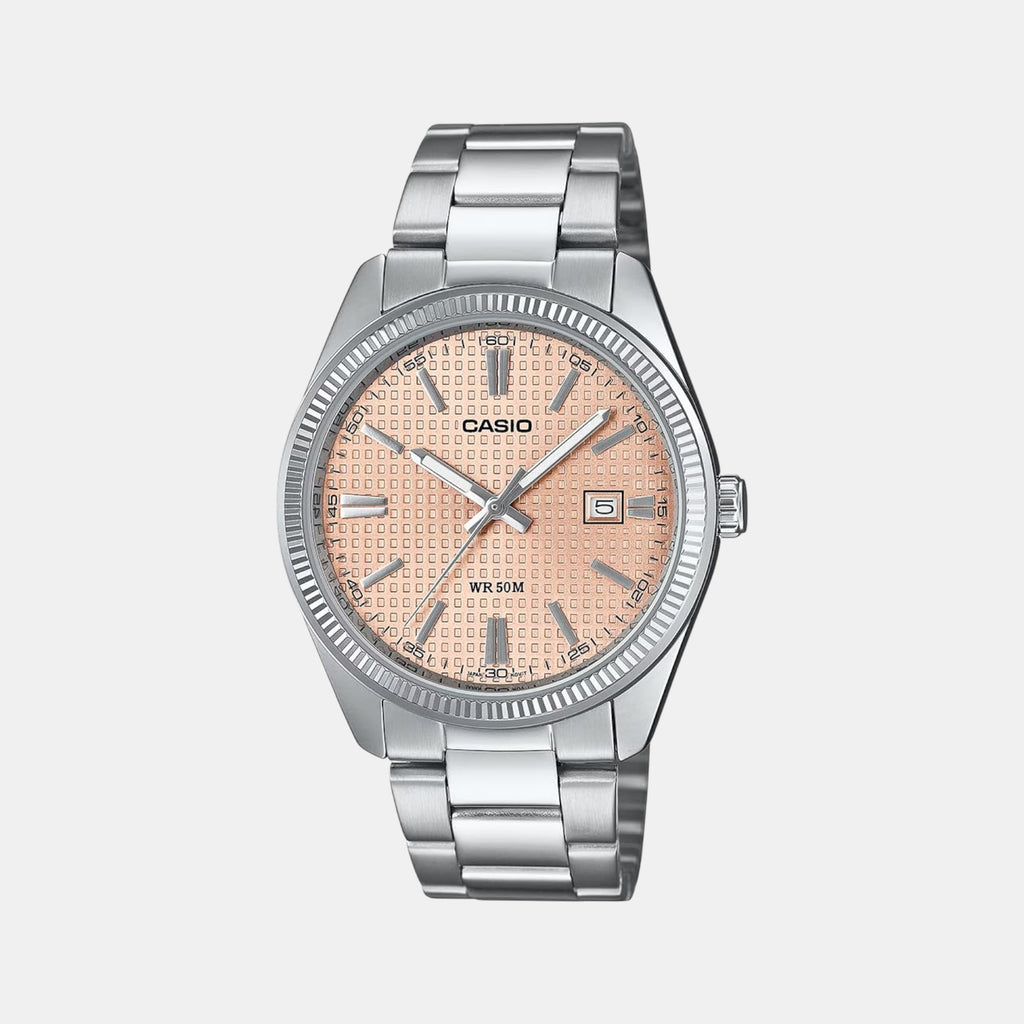 Enticer Men Quartz Pink Dial Analog Stainless Steel Watch A2395