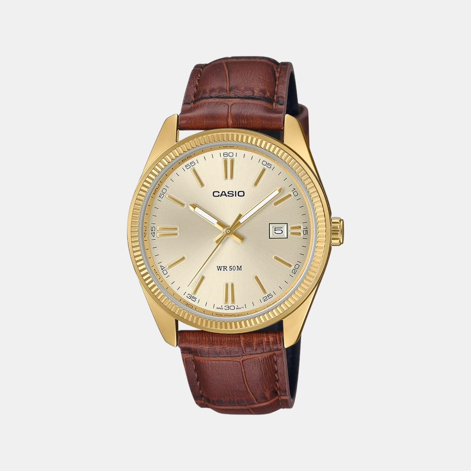 Enticer Men Quartz Gold Dial Analog Leather Watch A2396