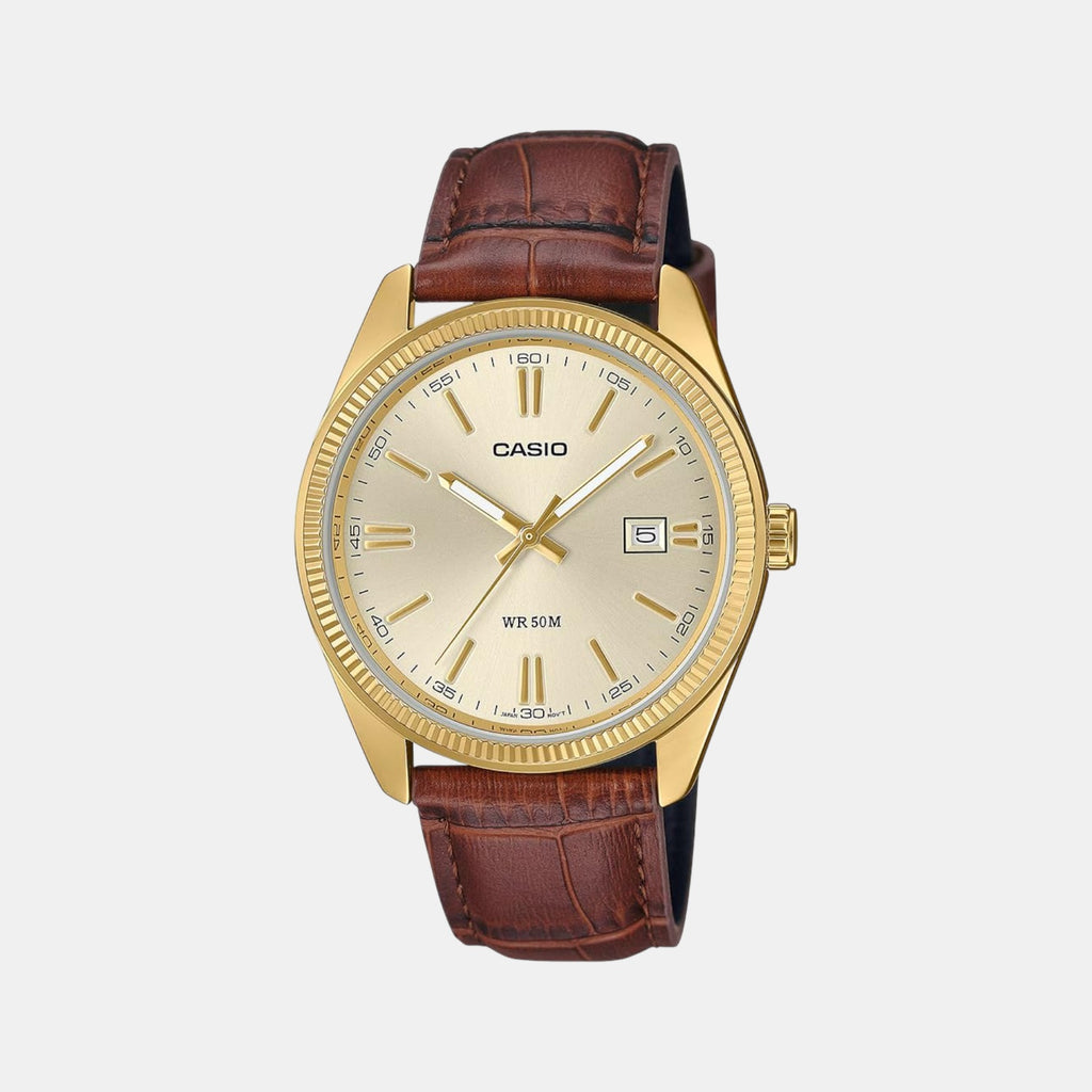 Enticer Men Quartz Gold Dial Analog Leather Watch A2396