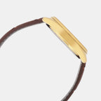 Enticer Men Quartz Gold Dial Analog Leather Watch A2396