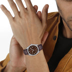 Enticer Men Quartz Brown Dial Analog Leather Watch A2397