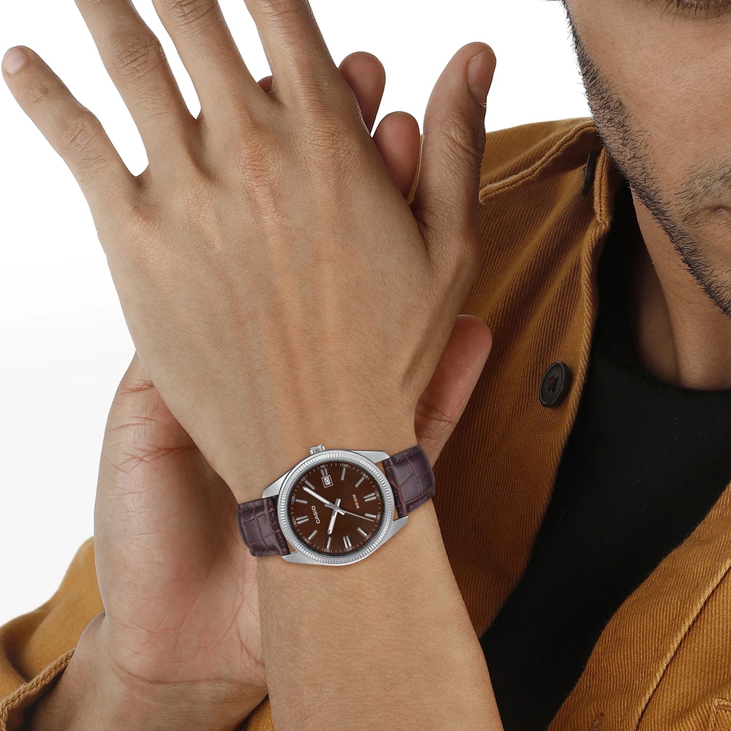 Enticer Men Quartz Brown Dial Analog Leather Watch A2397