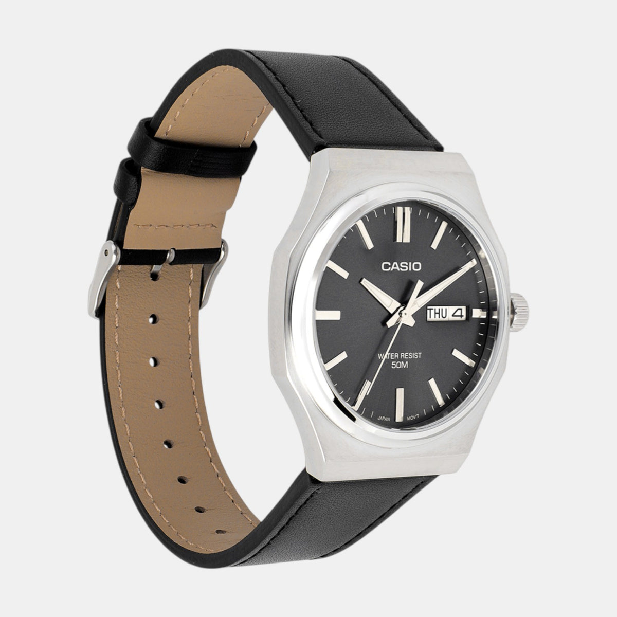 Enticer Men Quartz Grey Dial Analog Leather Watch A2419