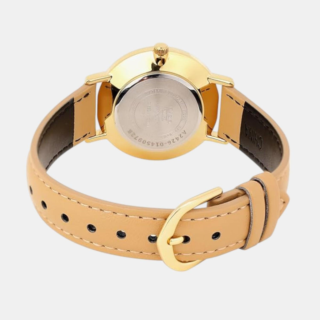 Enticer Women Quartz Gold Dial Analog Leather Watch A2426