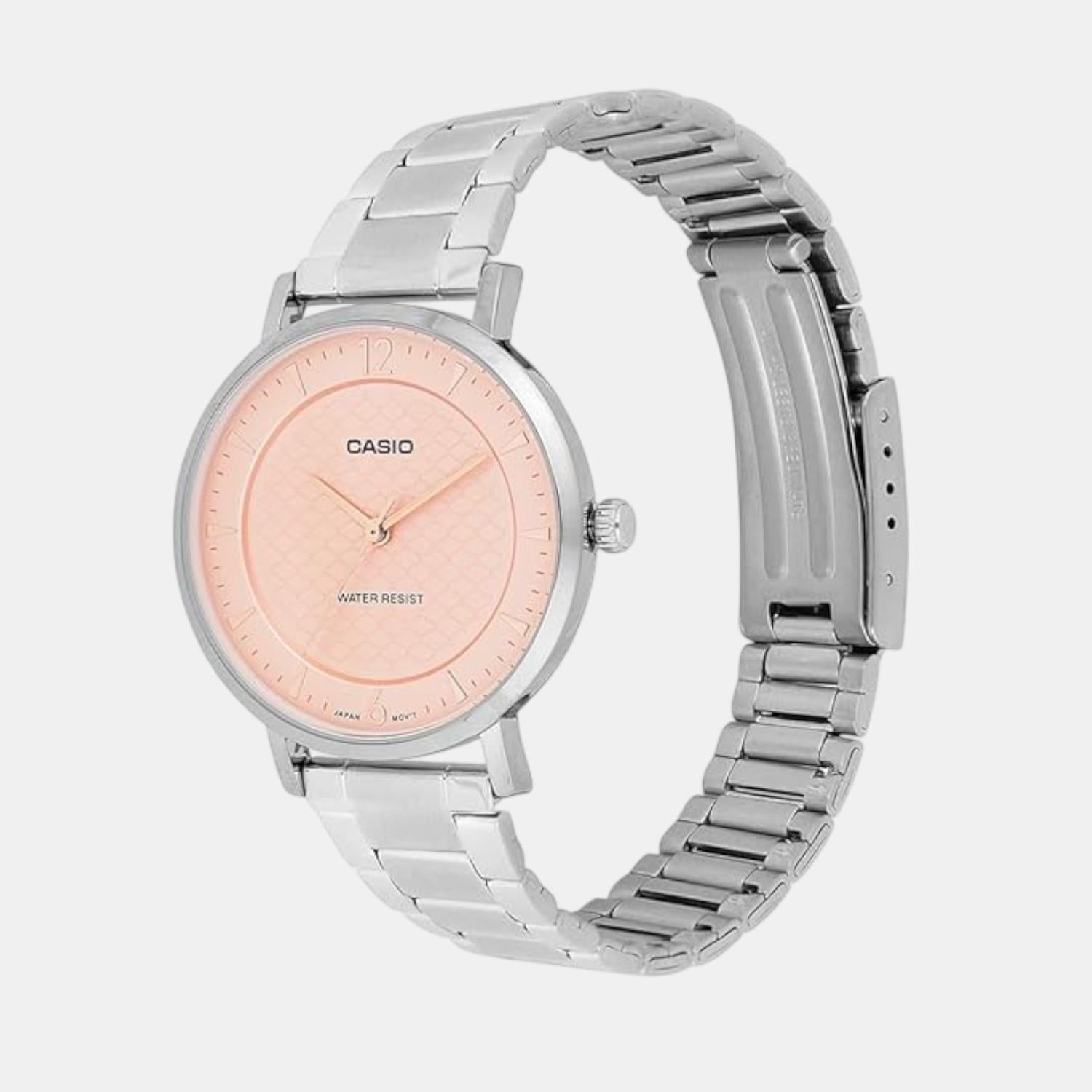 Enticer Women Quartz Pink Dial Analog Stainless Steel Watch A2430