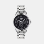 Enticer Men Quartz Black Dial Multi-Function Stainless Steel Watch A2450