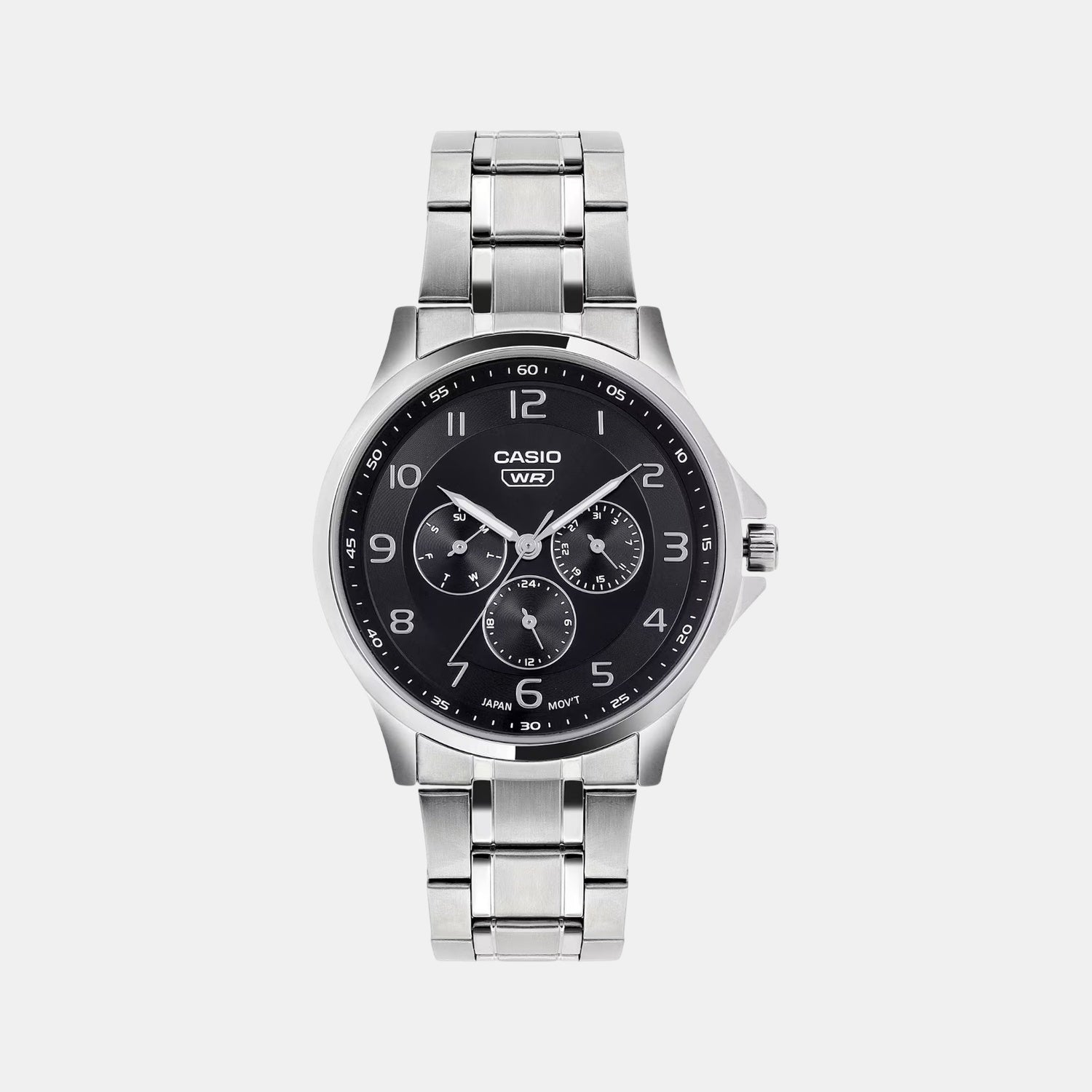 Enticer Men Quartz Black Dial Multi-Function Stainless Steel Watch A2450